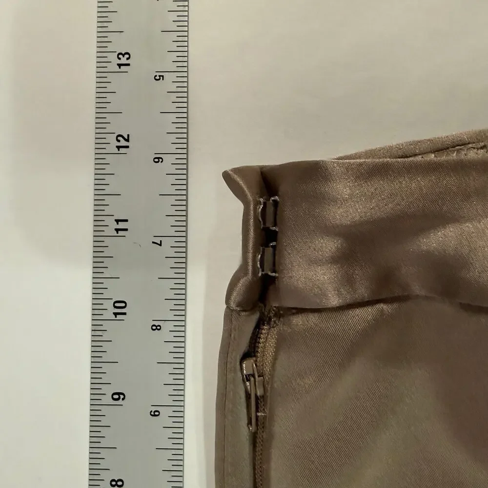 Aritzia Babaton Refined Satin Cargo Pant 4 Tan Bronze Shimmer Adjustable Ankle